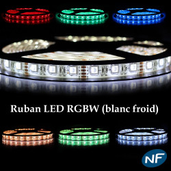 Kit Ruban Professionnel 5050 - 60 leds/m - 5 mètres RGBW (blanc froid) anti-éclaboussure (IP65)
