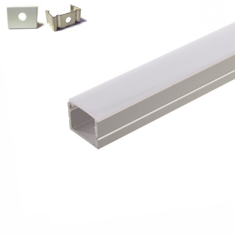 Profilé aluminium 5 Mètres encastrable ( 5 x 1 mètre ) avec diffuseur  opaque pour rubans 220V