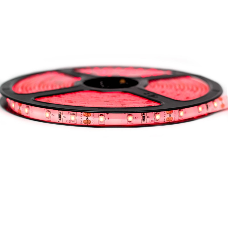 Ruban LED Professionnel 3528 / 60 LED mètre rouge pour intérieur (IP65) 1 ,2,5 ,5,10 mètres aux choix
