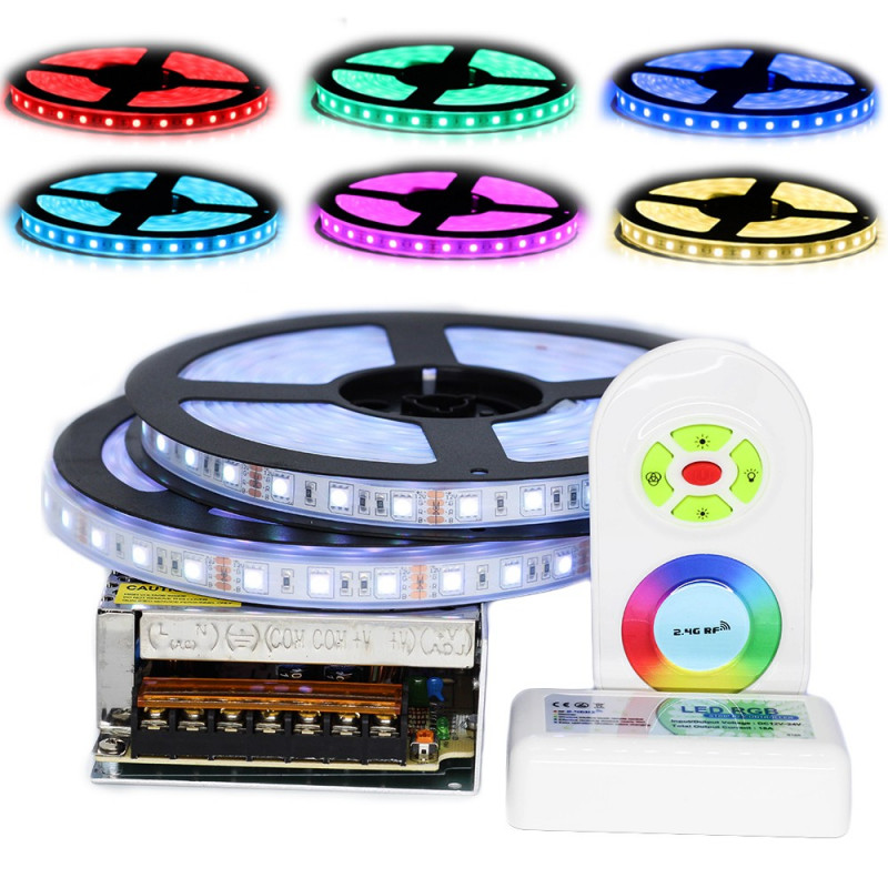Ruban LED Multicolore RGB 12V Avec Télécommande, Étanche