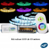 Kit Ruban LED 5050 Professionnel 15 Mètres RGB Étanche avec  Controleur Télécommande radio et Tranformateur Metal 15A