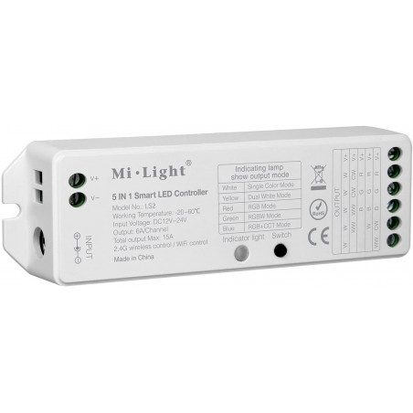 Contrôleur Alexa  google home de bande LED smart 5 en 1, contrôler par smartphone, pour RGB, RGBW et RGB + CCT, DC12V / 24V