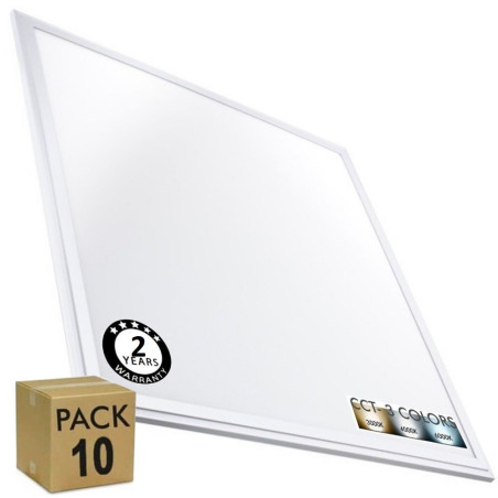 Pack de 10 Dalles LED 60 x 60 CCT cadre blanc en 40W IP40