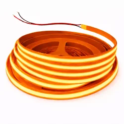 Ruban Led Cob 12v De 480 Led Au Mètre Orange De 5 Mètres En Ip20 Alimentation Inclus