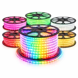 Ruban Led Professionnel 5050 60 Led/m De 25 Ou 50 Mètres Rgb Étanche (ip67) Avec Contrôleur 220v 50 Mètres