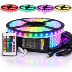Ruban Professionnel 5050 - 60 Led/m - 5 Mètres Rgb Étanche (ip67) 5 Mètres Alimentation Non-inclus Contrôleur Télécommande Inclus