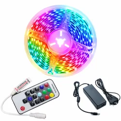 Kit Ruban Professionnel 12v En 5050 - 30 Leds/m - 5 Mètres Rgb En Ip20 Contrôleur -télécommande Transformateur Inclus