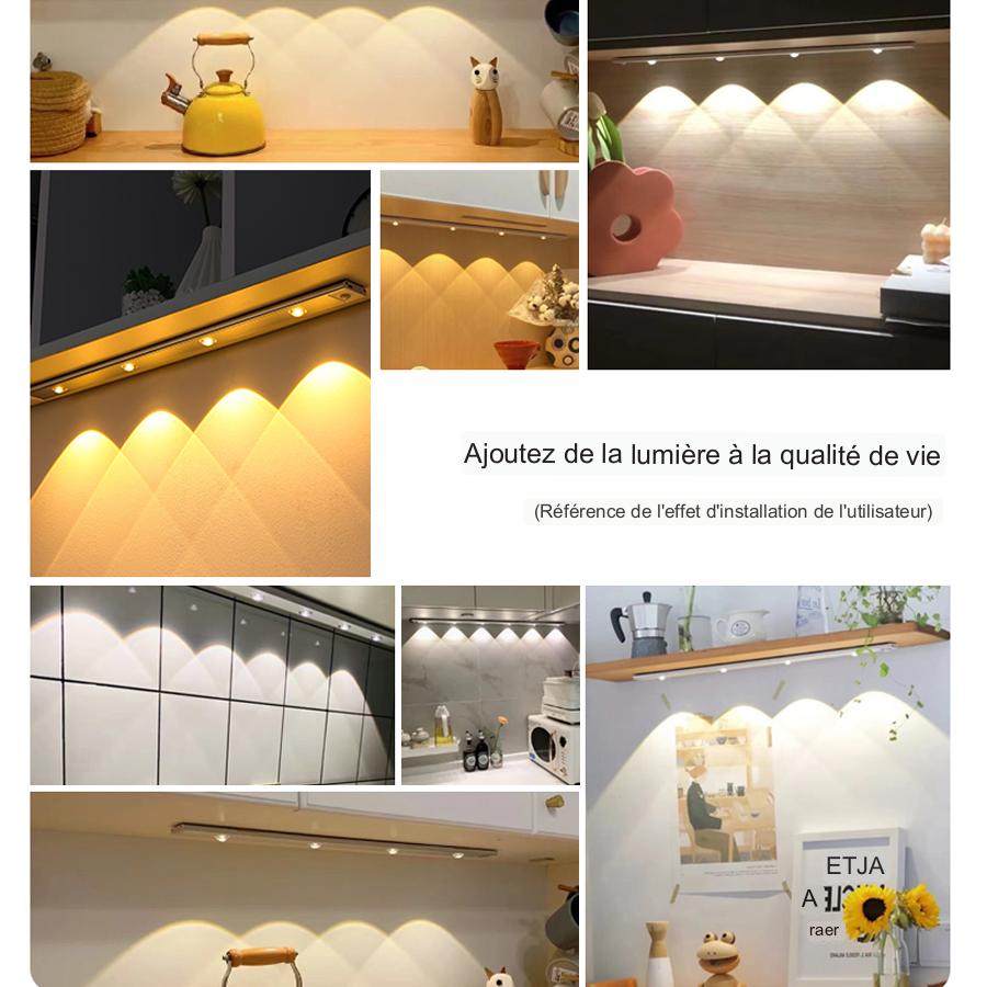 Eclairage Led Cuisine Sous Meuble, Lampe de Placard Blanc Chaud 60cm, lampe  detecteur de mouvement interieur